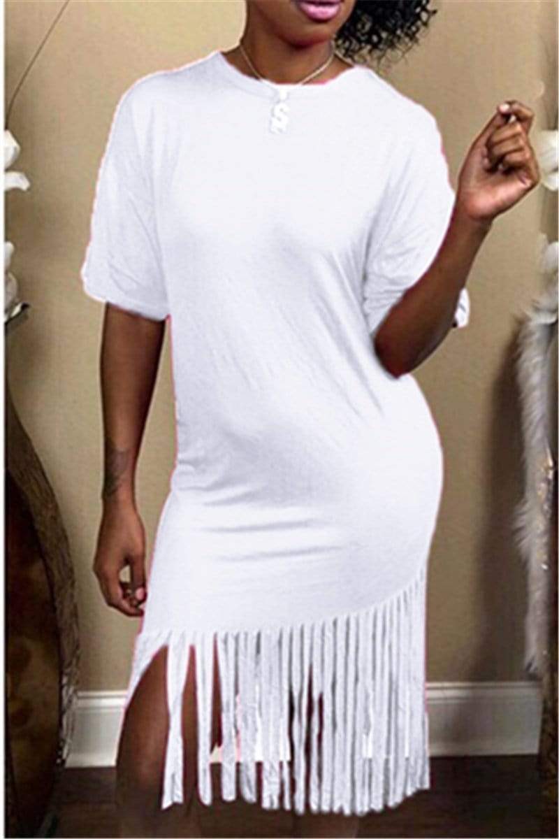 Sexy Round-Neck Fringed Casual Dress