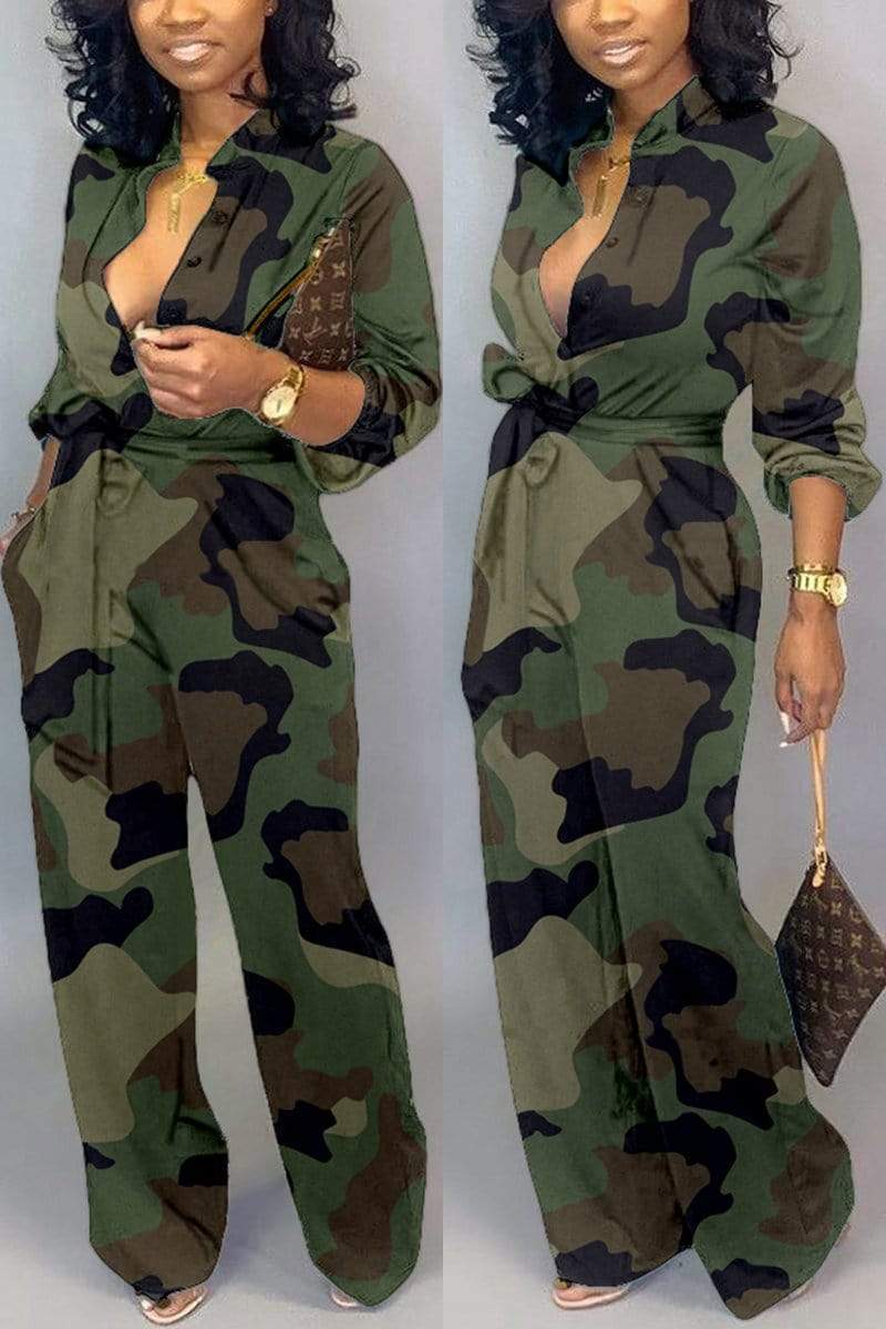 Fashion Casual Camouflage Jumpsuit