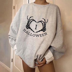 Heart skull hand print designer casual sweatshirt