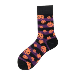 Halloween pumpkin bat printed socks