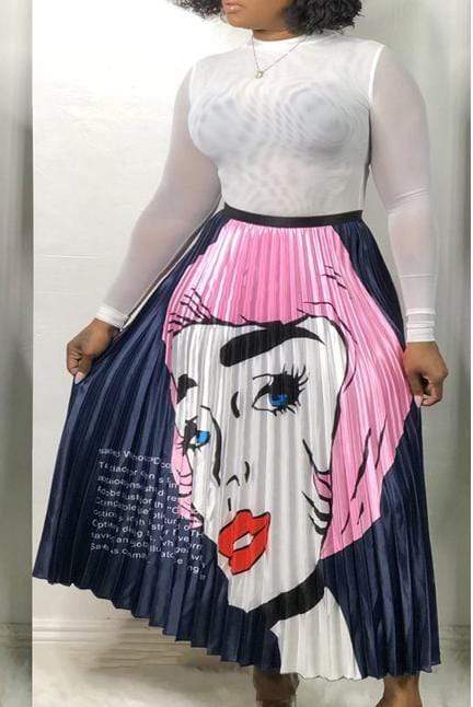 Printed Pleated Skirt