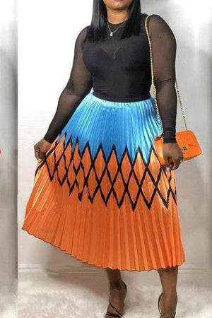 Printed Pleated Skirt