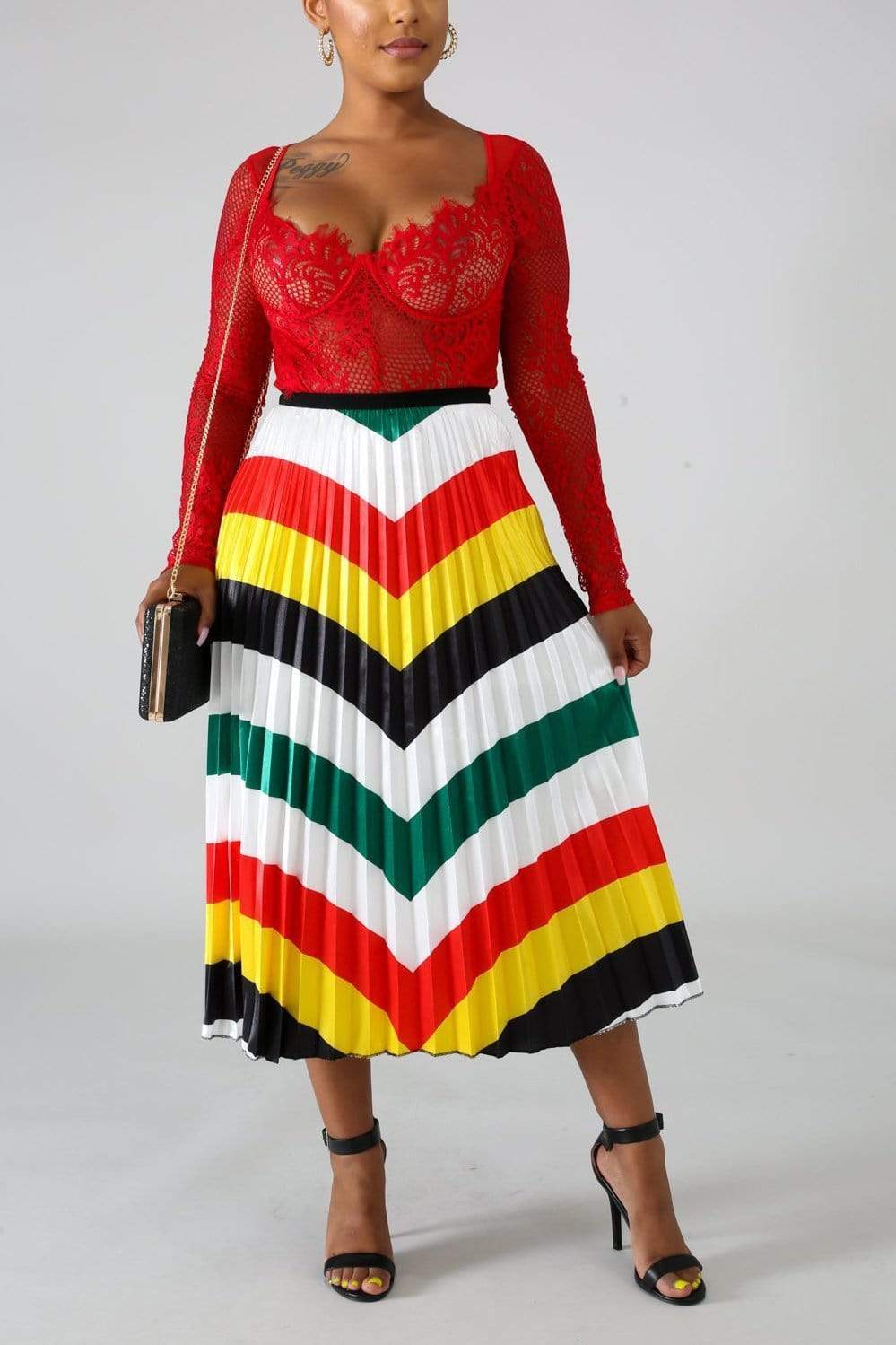 Printed Pleated Skirt