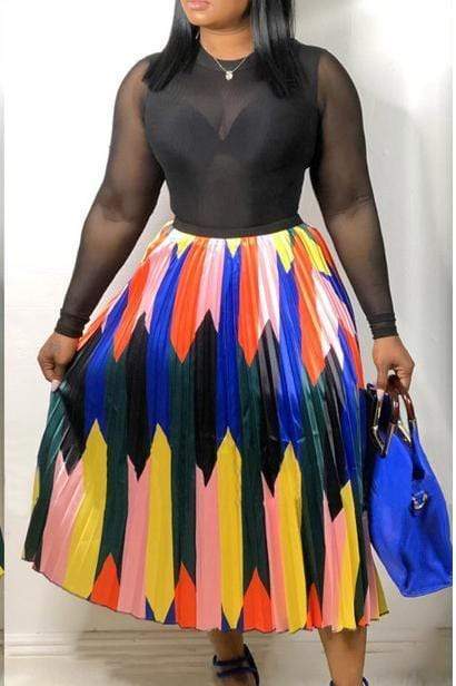 Printed Pleated Skirt