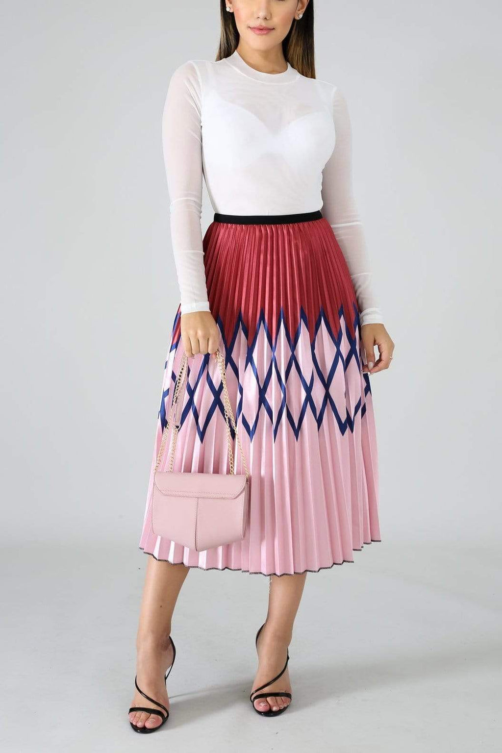 Printed Pleated Skirt