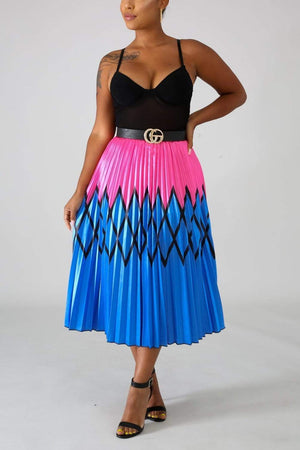 Printed Pleated Skirt