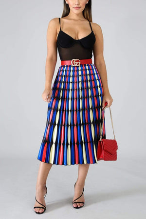 Printed Pleated Skirt