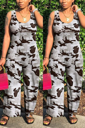 Fashion Sexy Print Slim Jumpsuit