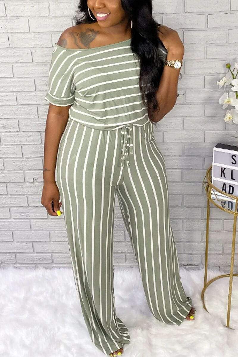 Fashion Casual Striped Printed Jumpsuit