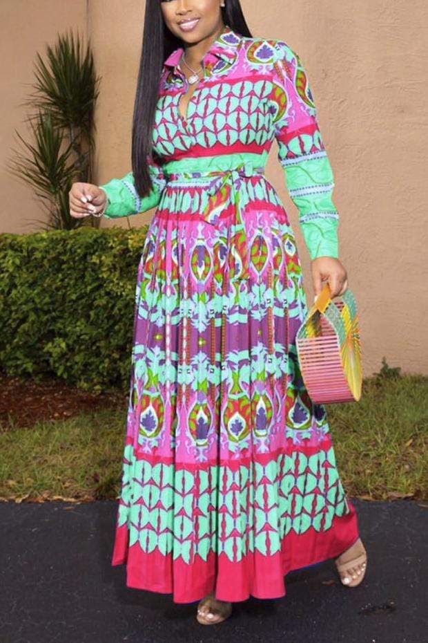 Printed Long-sleeved Dress