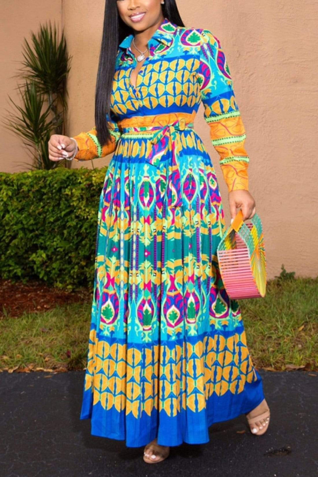 Printed Long-sleeved Dress