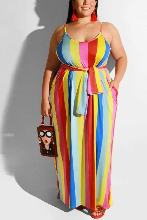 Curvy Stripe Maxi Dress