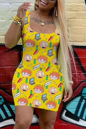 Sexy Casual Printed Light Vest Slim Dress