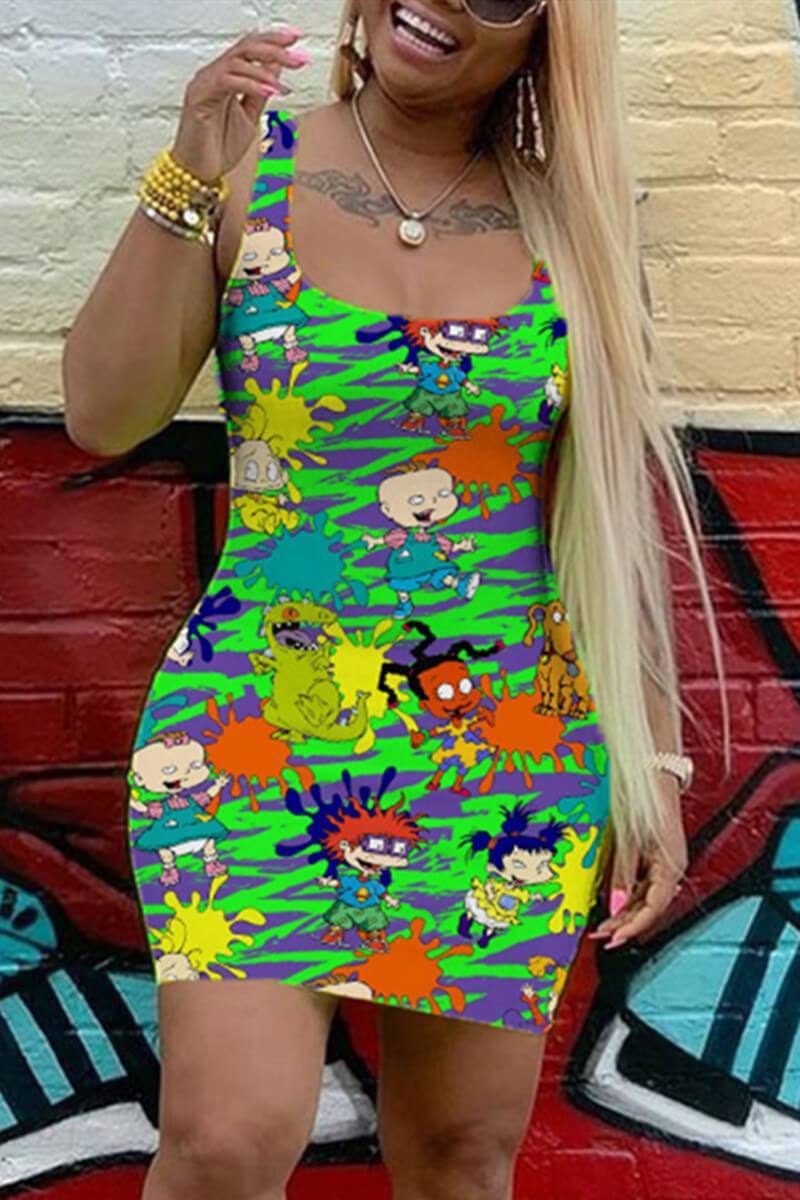 Sexy Casual Printed Light Vest Slim Dress
