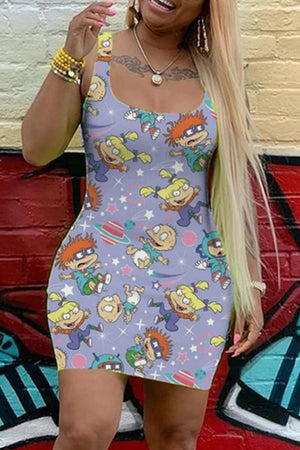 Sexy Casual Printed Light Vest Slim Dress