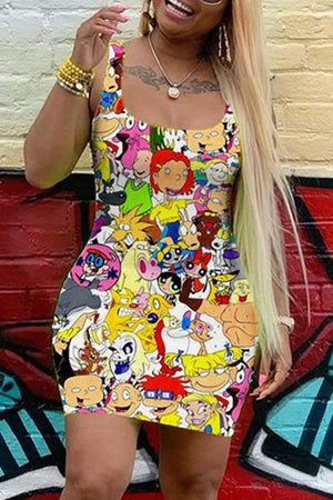 Sexy Casual Printed Light Vest Slim Dress
