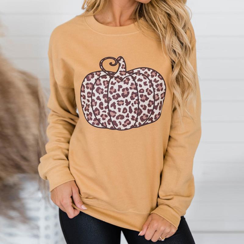 Halloween Pumpkin Leopard Print Sweatshirt