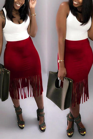 Sexy Slim-Fit Tassel Hip-Package Skirt