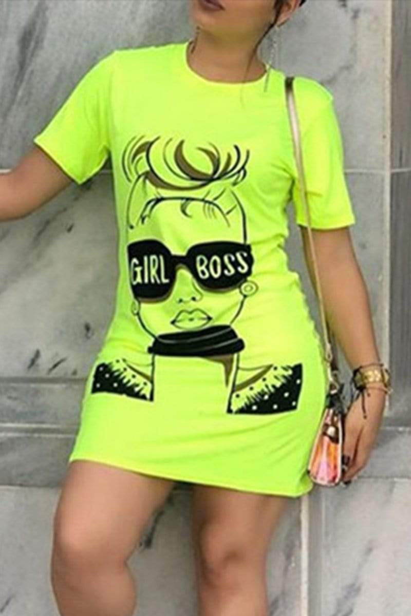 Fashion Printing Short Sleeved Dress