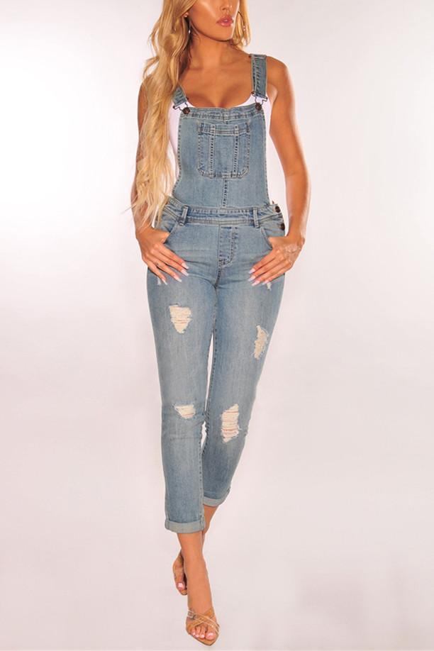 Fashion Denim Women's Slinky Strap Jumpsuit - VogueRegion