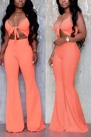 Sexy Cutout Deep-V Strap Jumpsuit