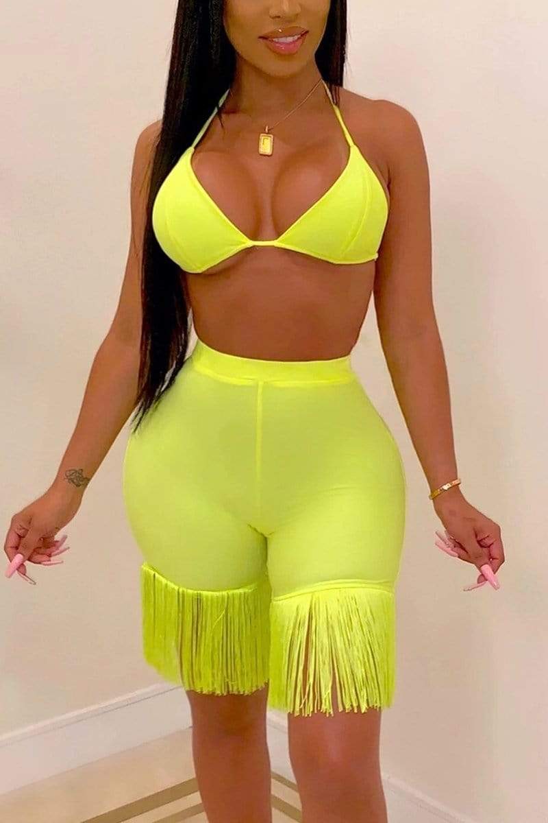 Sexy Halter Fringe Two-Piece Set