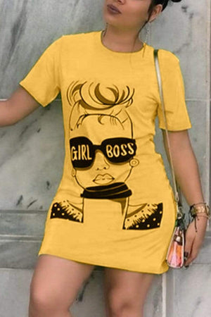 Fashion Printing Short Sleeved Dress