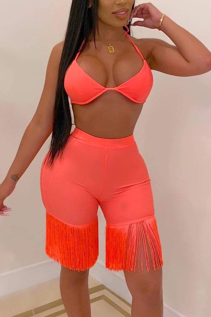 Sexy Halter Fringe Two-Piece Set