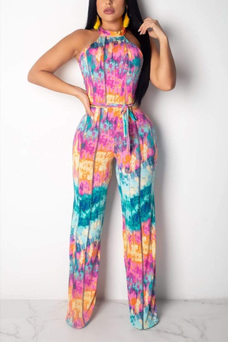 Sexy Printed Sleeveless Jumpsuit