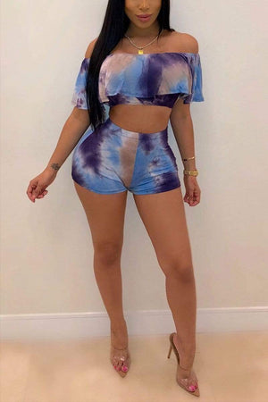 Crop Top Tie Dyed Short Set - VogueRegion