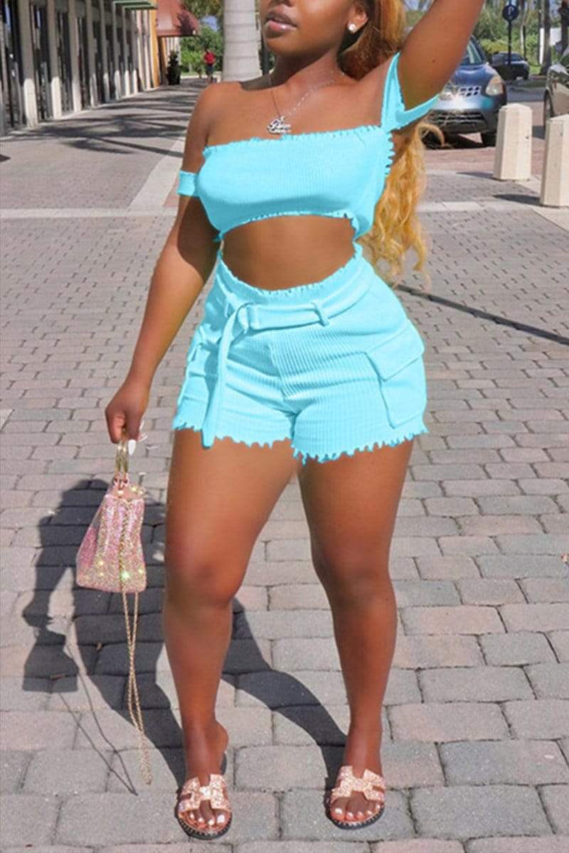 Fashion Sexy Strapless Shorts Set - VogueRegion