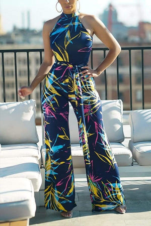 Fashion Printed Halter Jumpsuit