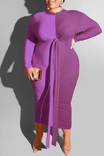 Plus Size Colorblock Laced Maxi Dress
