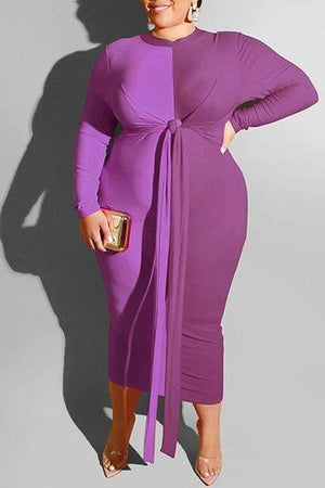 Plus Size Colorblock Laced Maxi Dress