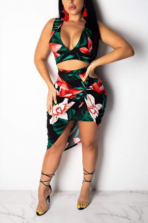 Sexy Fashion Digital Print Skirt Set