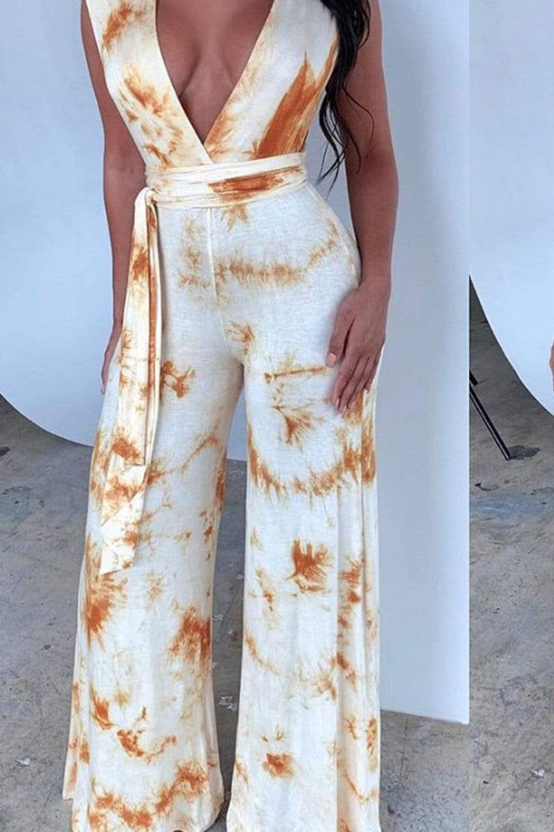 Sexy Fashion Print  Sleeveless Jumpsuit