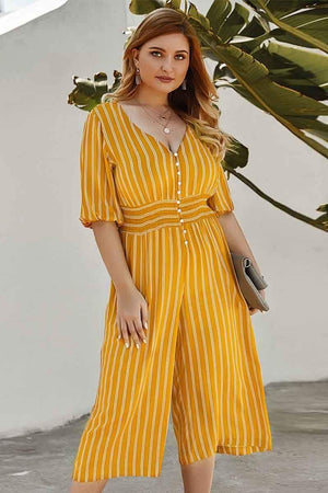 Fashion Stripe Printed Plus Size Jumpsuit