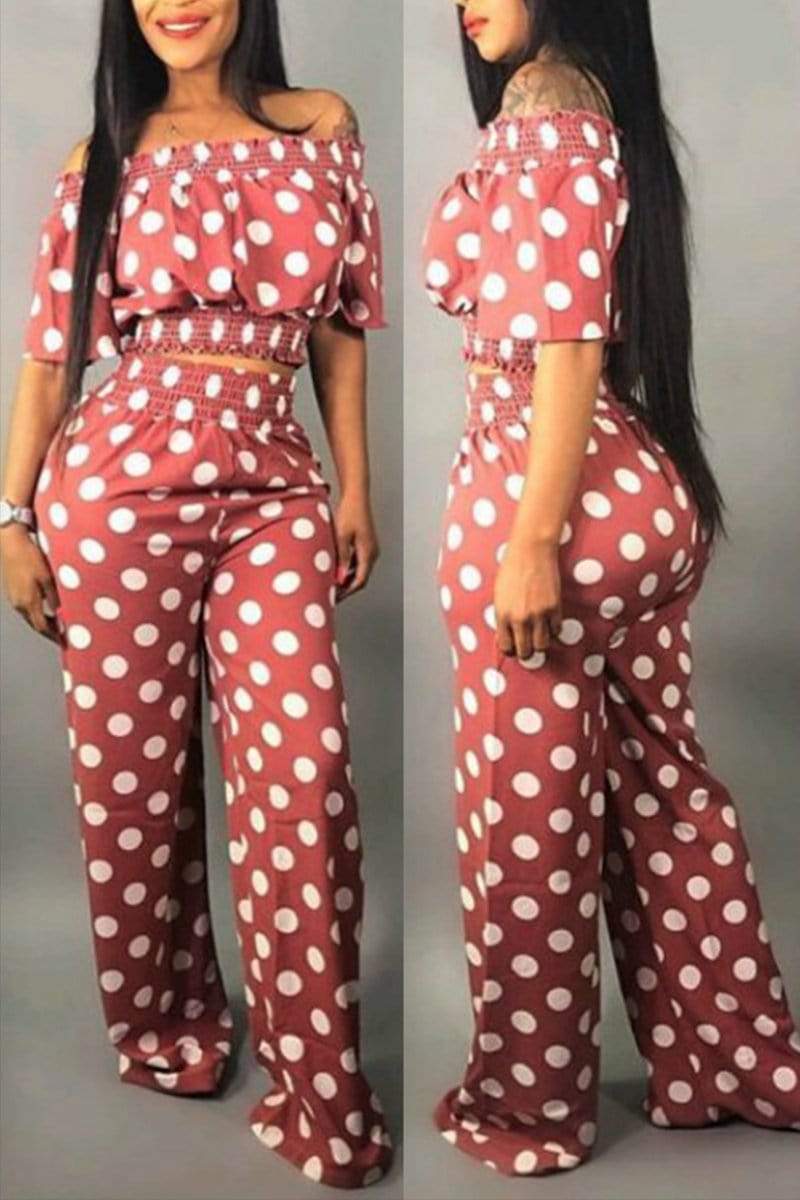 Fashion Dot Printed Pants Set - VogueRegion