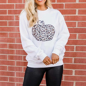 Halloween Pumpkin Leopard Print Sweatshirt