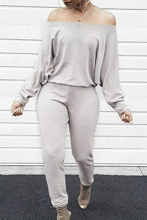 VogueRegion Casual Dew Shoulder One-piece Jumpsuit - VogueRegion
