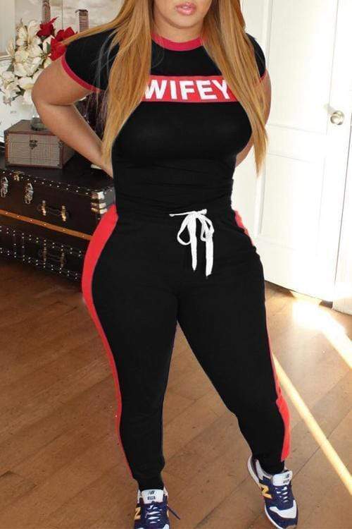 Letters printing Two Pieces Pants set - VogueRegion