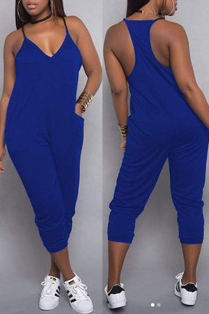 VogueRegion Euramerican Dew Shoulder Pocket Design Jumpsuits - VogueRegion