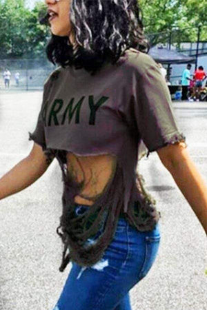 VogueRegion Casual Broken Holes Shirts - VogueRegion