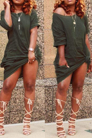 Casual Knot Design Knee Length Dress - VogueRegion