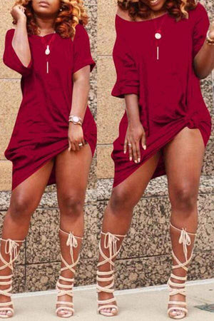 Casual Knot Design Knee Length Dress - VogueRegion