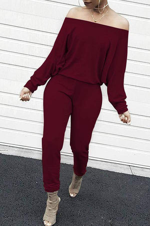 VogueRegion Casual Dew Shoulder One-piece Jumpsuit - VogueRegion
