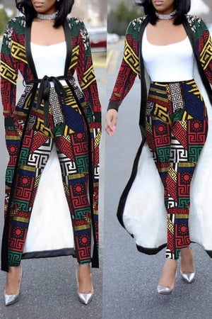 Casual Geometric Printed  Pants Set - VogueRegion