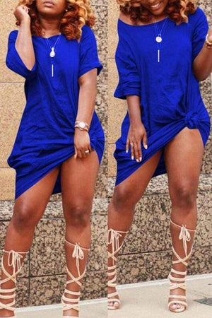 Casual Knot Design Knee Length Dress - VogueRegion