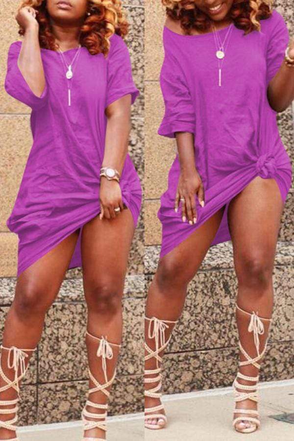 Casual Knot Design Knee Length Dress - VogueRegion
