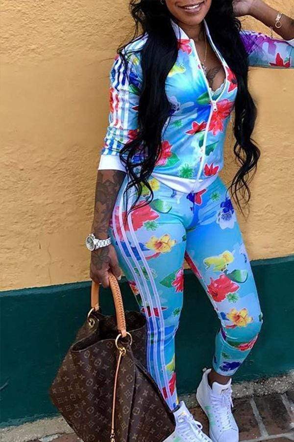 Casual Floral Printed Pants Set - VogueRegion